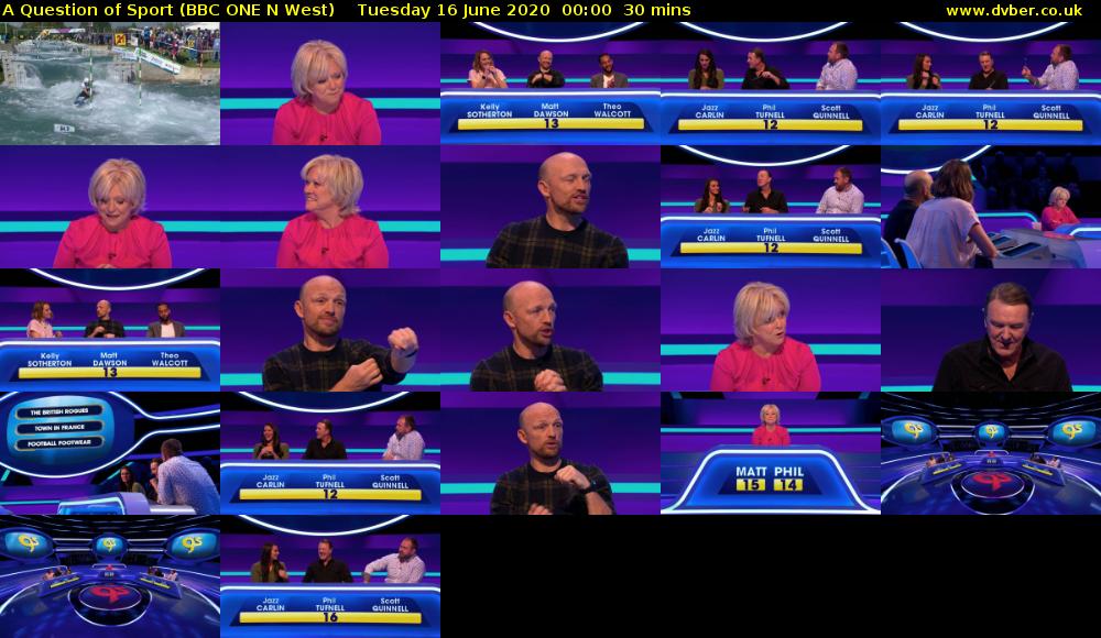 A Question of Sport (BBC ONE N West) Tuesday 16 June 2020 00:00 - 00:30