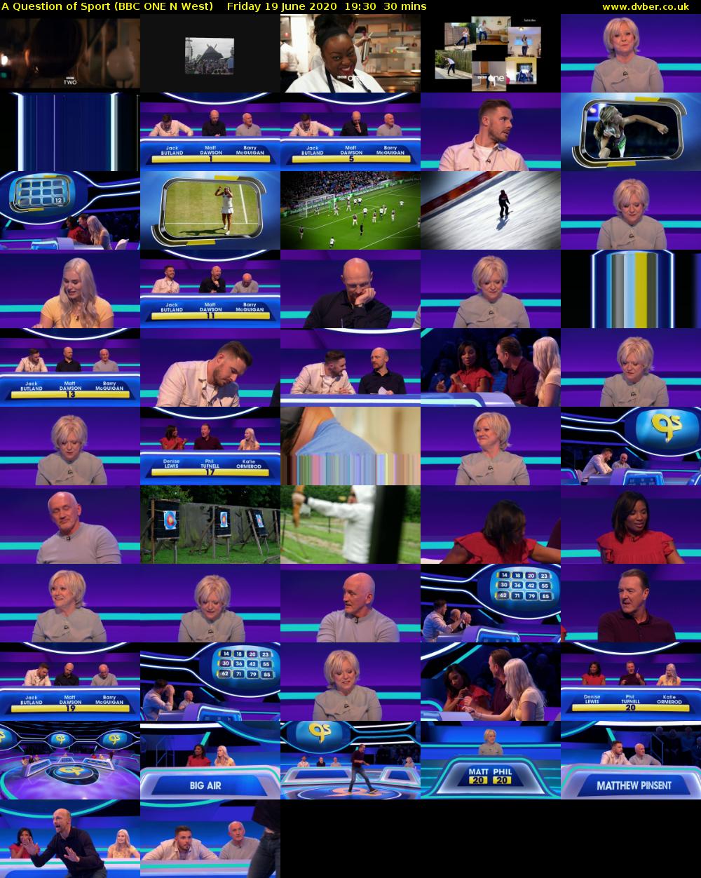 A Question of Sport (BBC ONE N West) Friday 19 June 2020 19:30 - 20:00