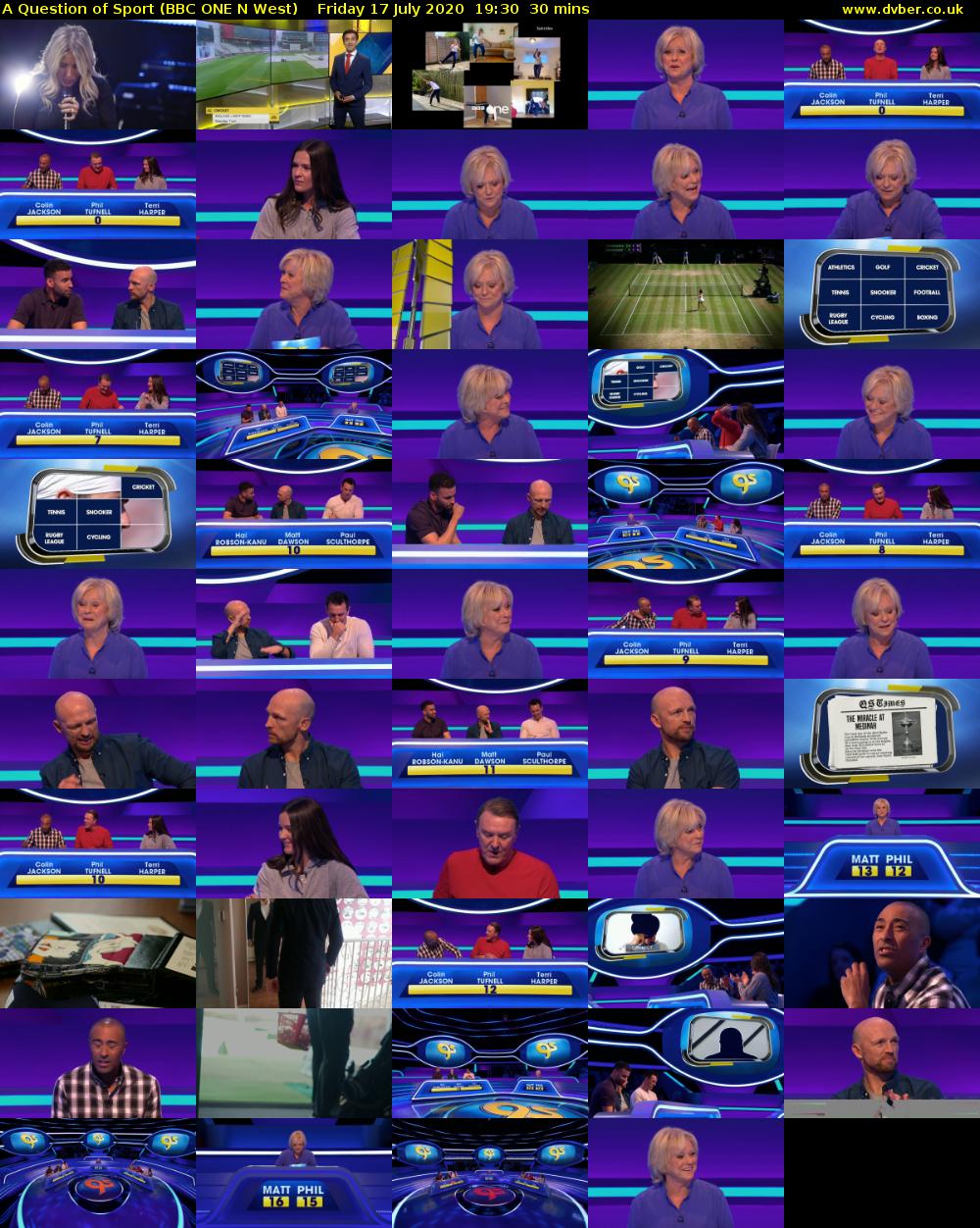 A Question of Sport (BBC ONE N West) Friday 17 July 2020 19:30 - 20:00