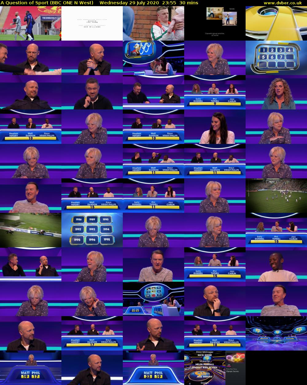 A Question of Sport (BBC ONE N West) Wednesday 29 July 2020 23:55 - 00:25