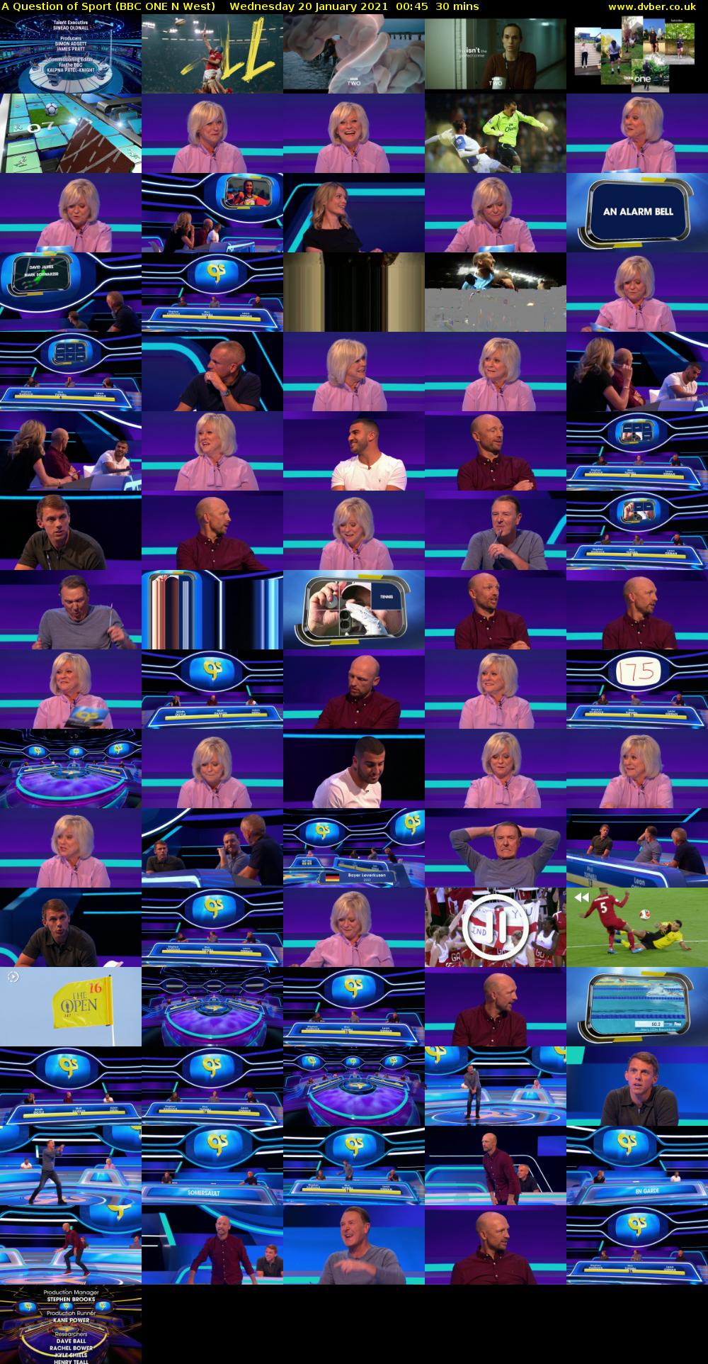 A Question of Sport (BBC ONE N West) Wednesday 20 January 2021 00:45 - 01:15