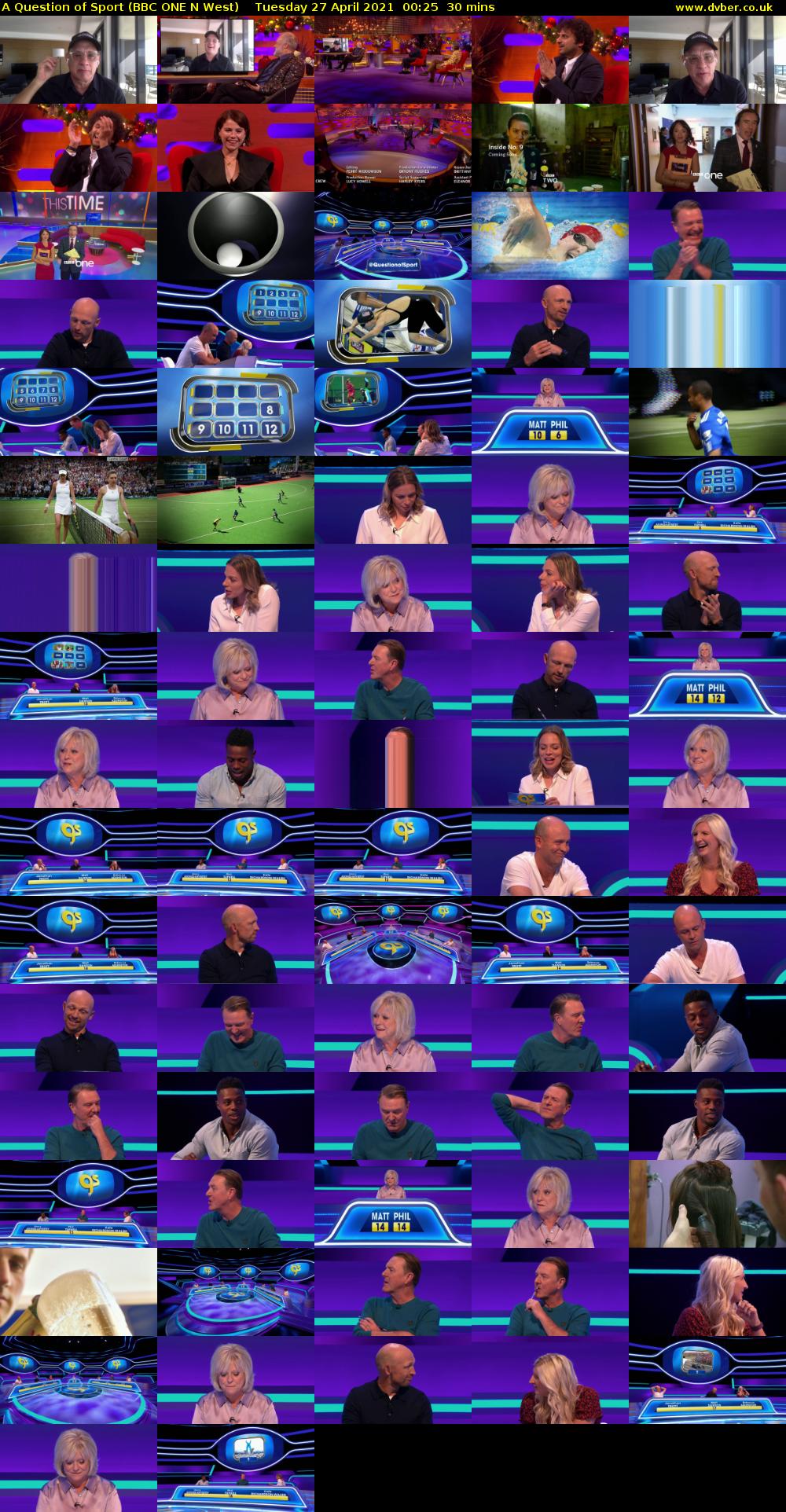 A Question of Sport (BBC ONE N West) Tuesday 27 April 2021 00:25 - 00:55