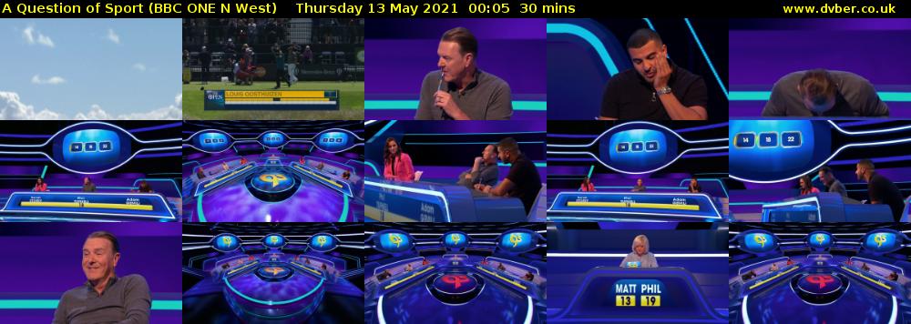 A Question of Sport (BBC ONE N West) Thursday 13 May 2021 00:05 - 00:35
