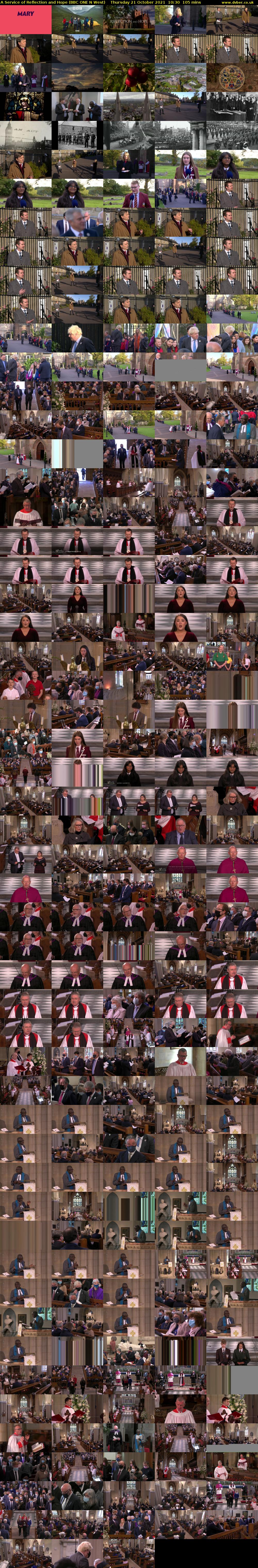 A Service of Reflection and Hope (BBC ONE N West) Thursday 21 October 2021 10:30 - 12:15