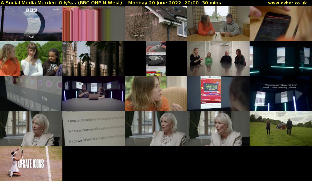 A Social Media Murder: Olly's... (BBC ONE N West) Monday 20 June 2022 20:00 - 20:30