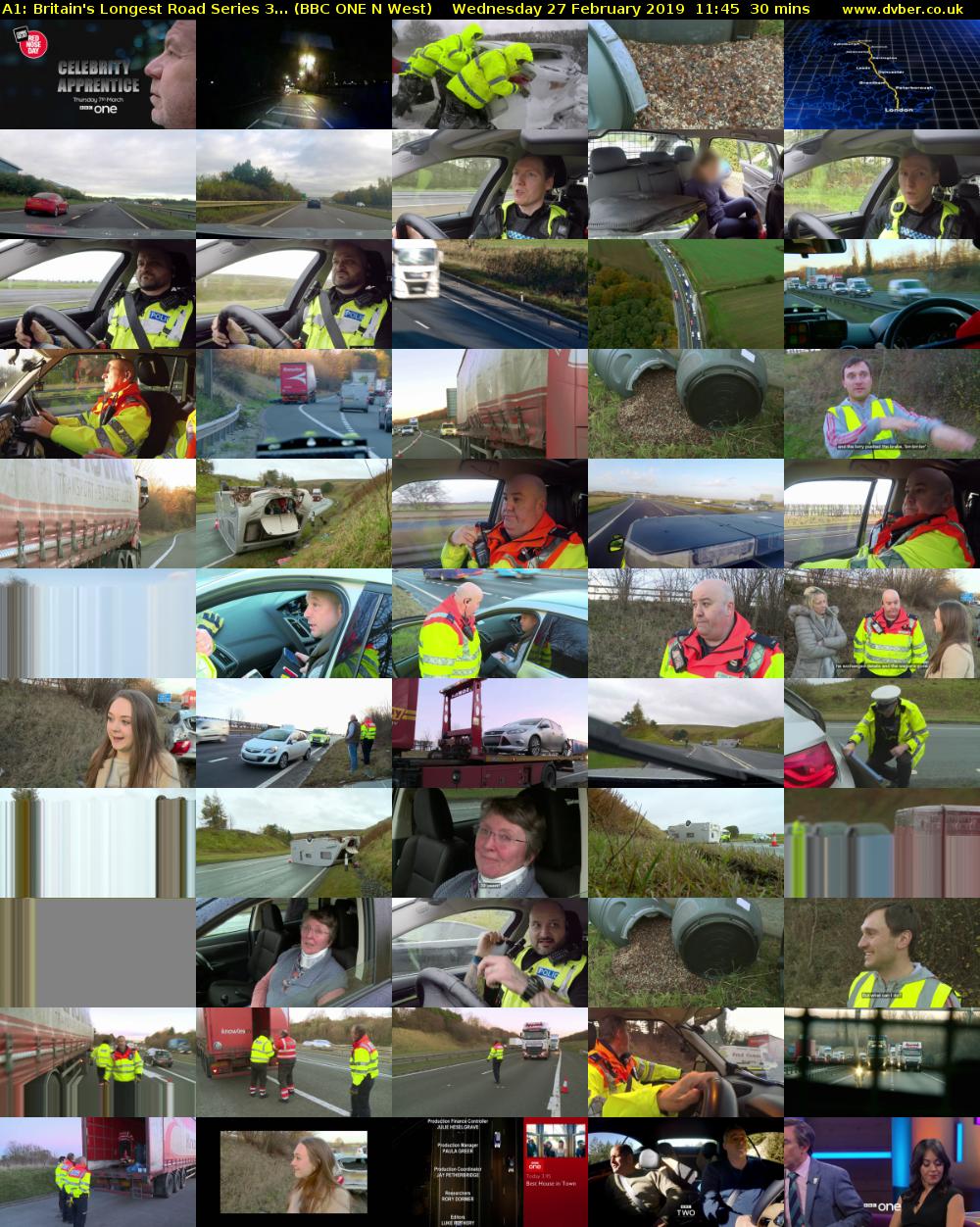 A1: Britain's Longest Road Series 3... (BBC ONE N West) Wednesday 27 February 2019 11:45 - 12:15
