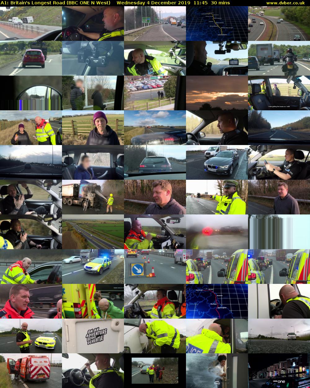 A1: Britain's Longest Road (BBC ONE N West) Wednesday 4 December 2019 11:45 - 12:15