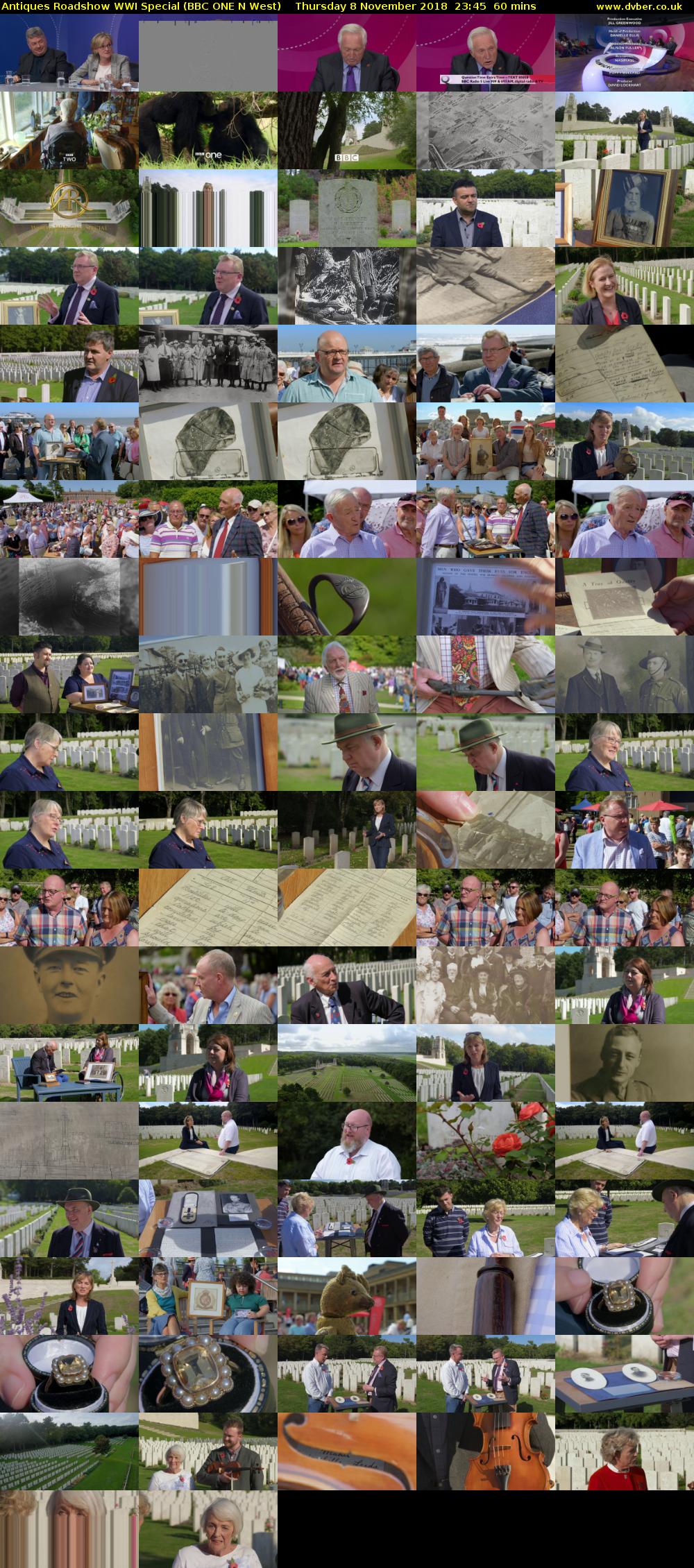 Antiques Roadshow WWI Special (BBC ONE N West) Thursday 8 November 2018 23:45 - 00:45