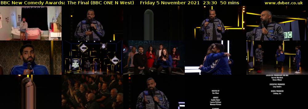BBC New Comedy Awards: The Final (BBC ONE N West) Friday 5 November 2021 23:30 - 00:20
