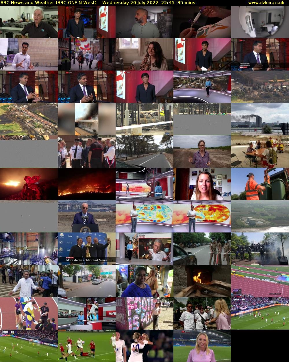 BBC News and Weather (BBC ONE N West) Wednesday 20 July 2022 22:45 - 23:20