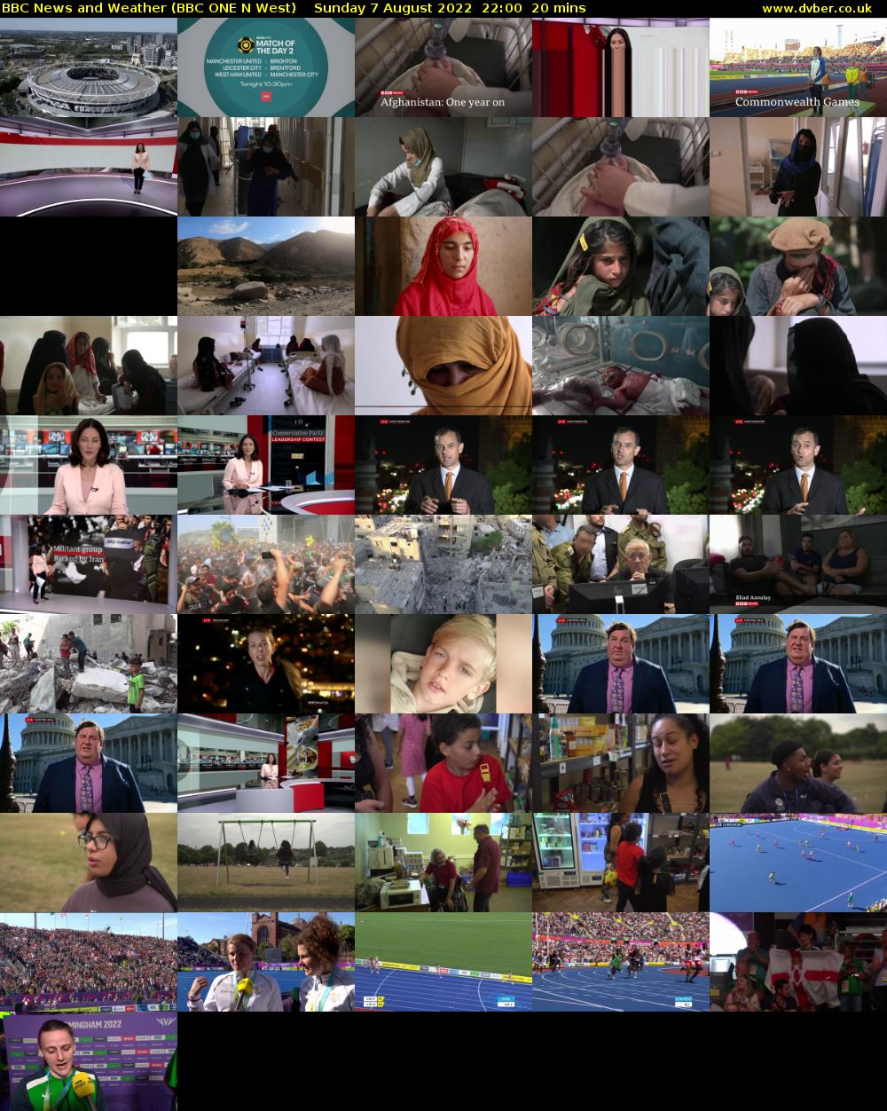 BBC News and Weather (BBC ONE N West) Sunday 7 August 2022 22:00 - 22:20