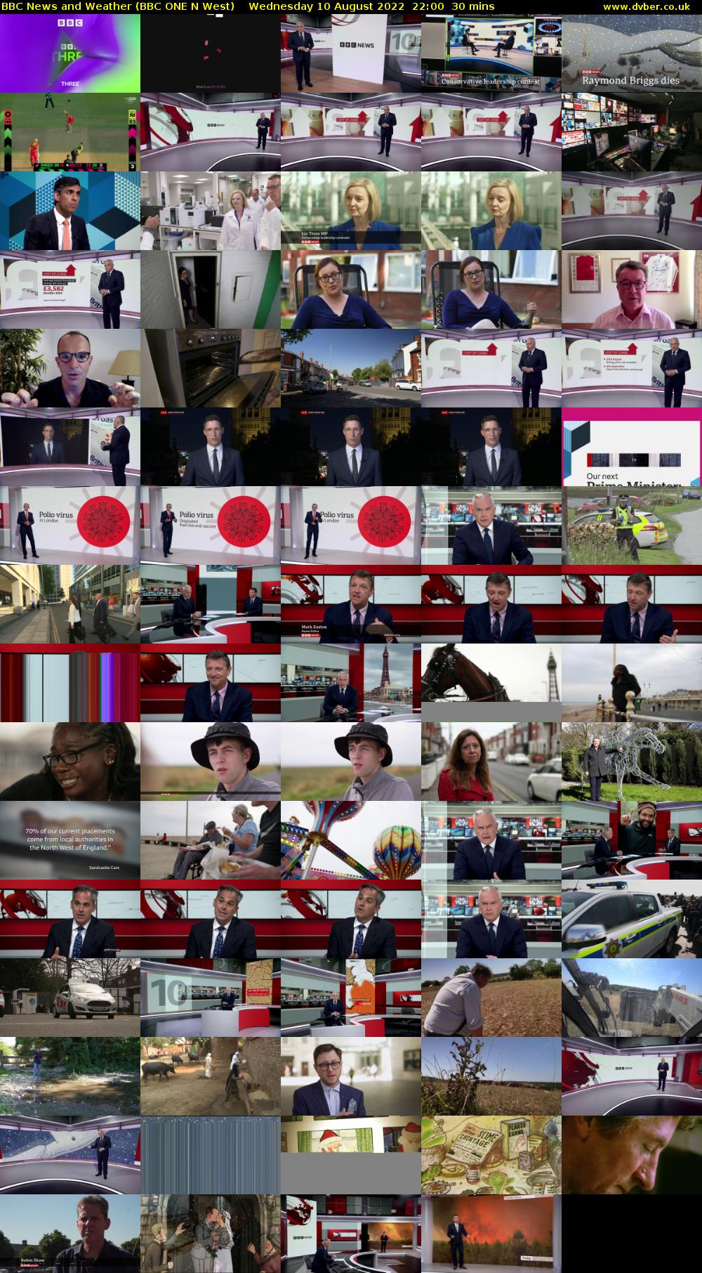 BBC News and Weather (BBC ONE N West) Wednesday 10 August 2022 22:00 - 22:30