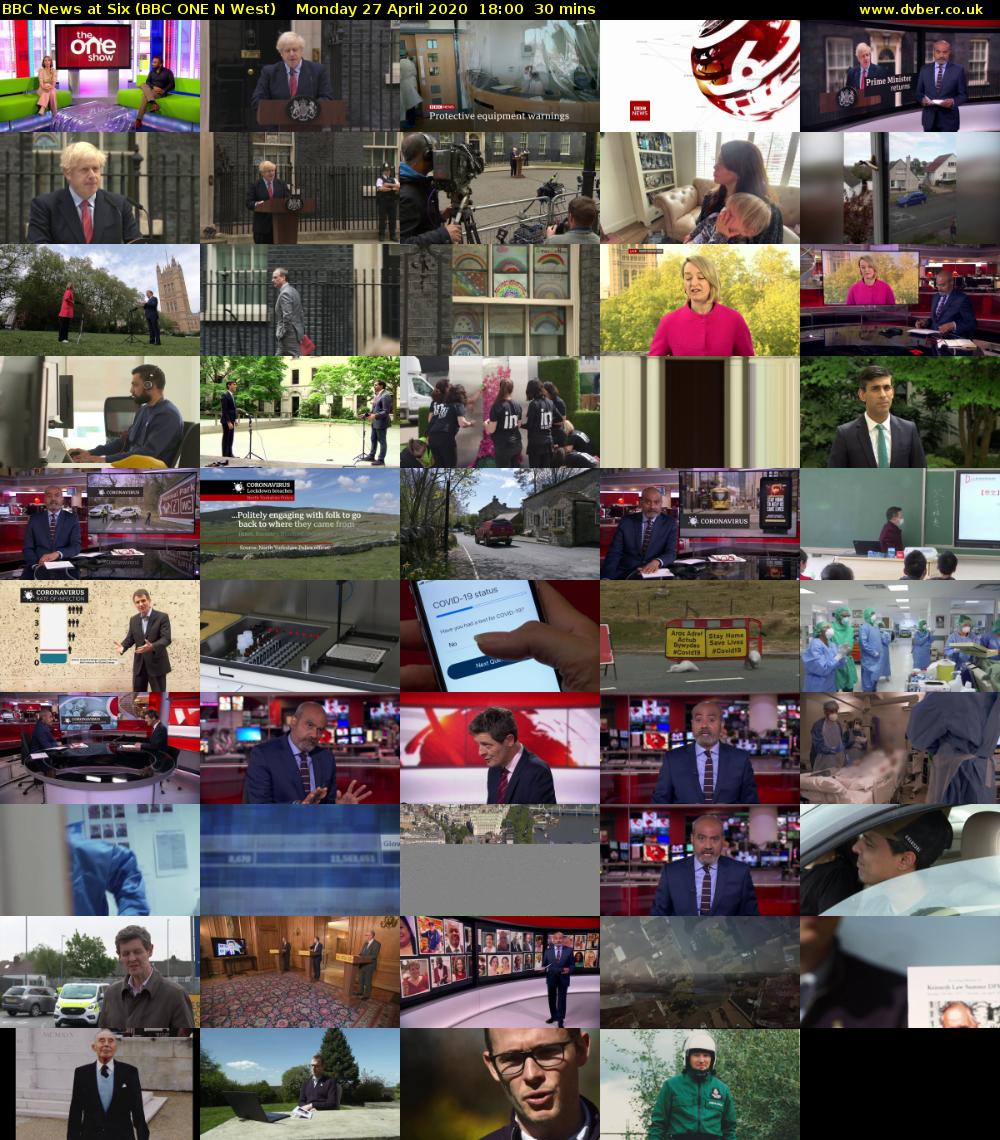 BBC News at Six (BBC ONE N West) Monday 27 April 2020 18:00 - 18:30