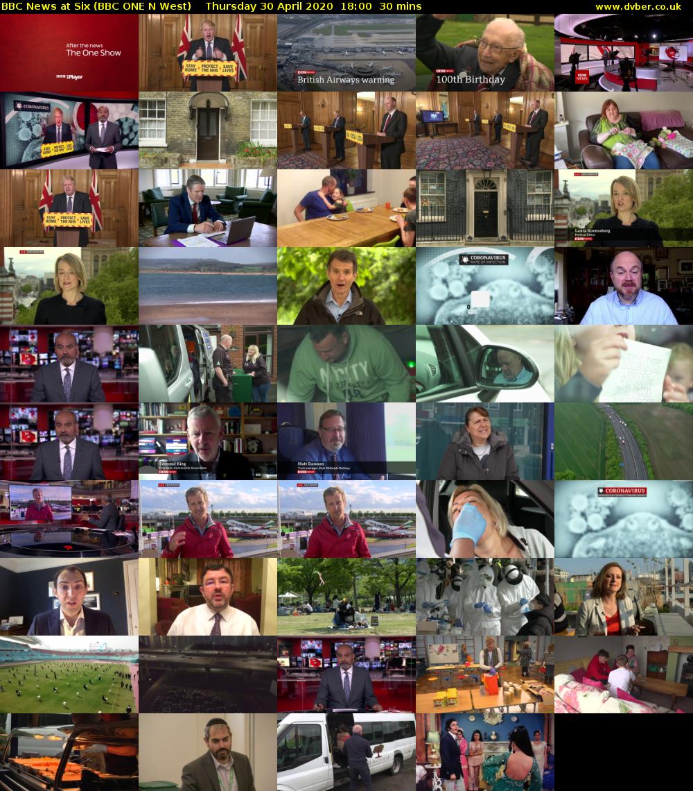 BBC News at Six (BBC ONE N West) Thursday 30 April 2020 18:00 - 18:30