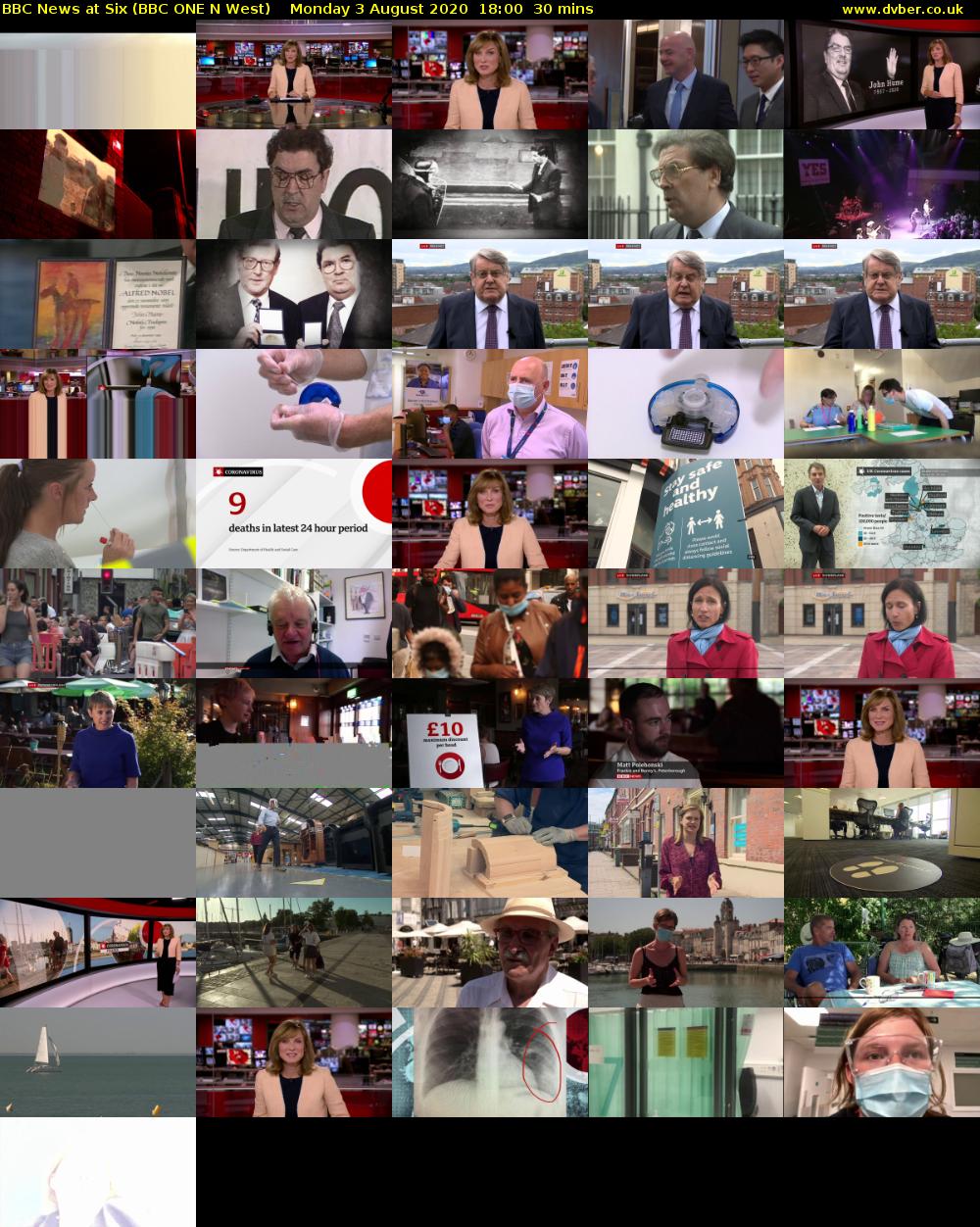 BBC News at Six (BBC ONE N West) Monday 3 August 2020 18:00 - 18:30