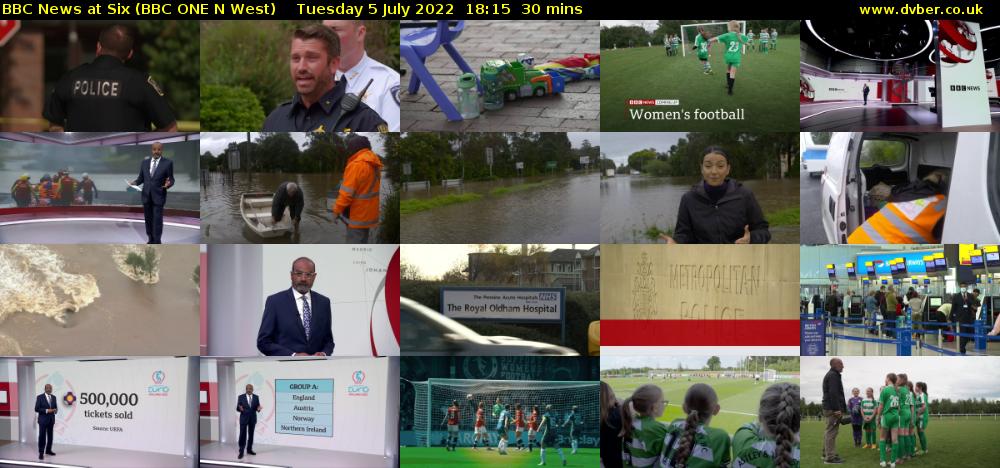 BBC News at Six (BBC ONE N West) Tuesday 5 July 2022 18:15 - 18:45