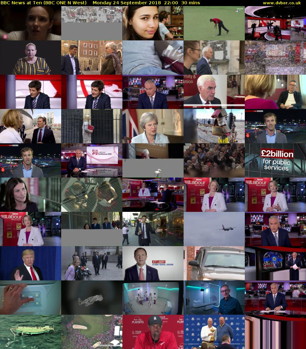 BBC News at Ten (BBC ONE N West) Monday 24 September 2018 22:00 - 22:30
