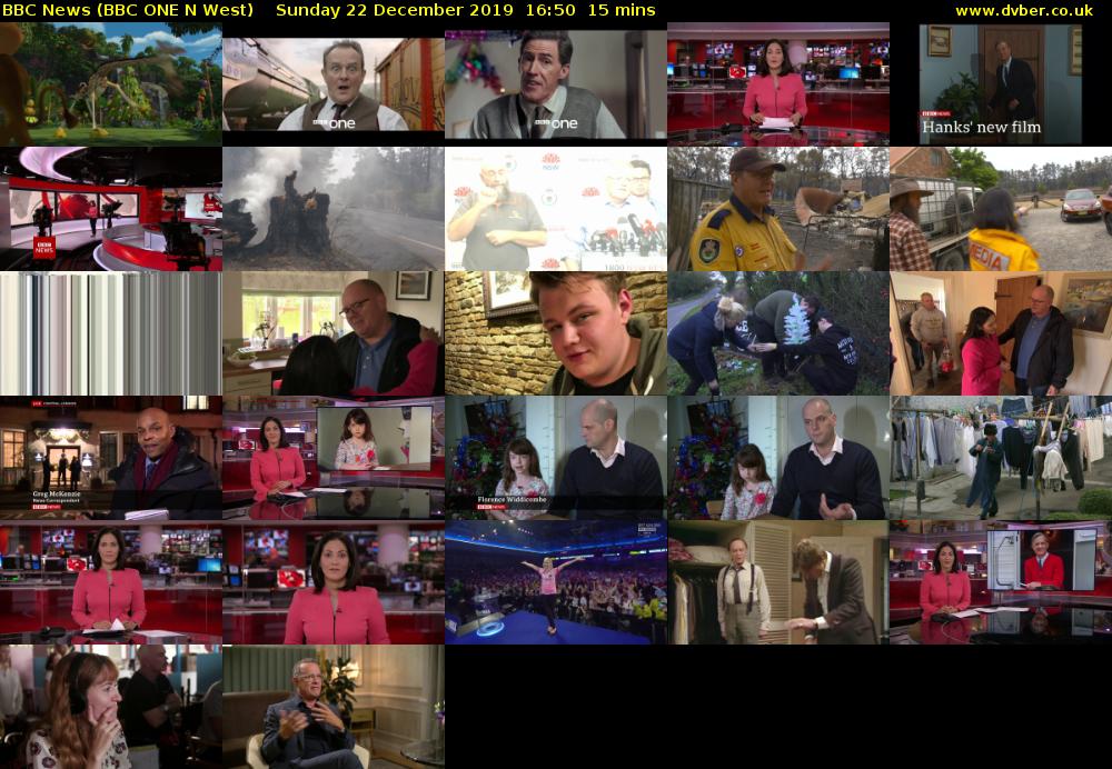 BBC News (BBC ONE N West) Sunday 22 December 2019 16:50 - 17:05