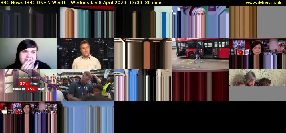 BBC News (BBC ONE N West) Wednesday 8 April 2020 13:00 - 13:30