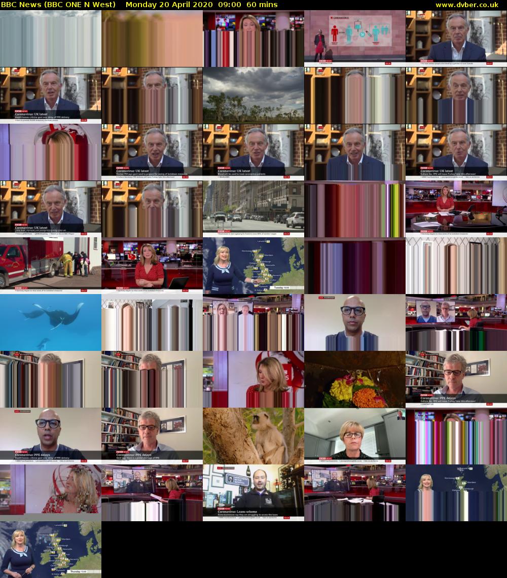 BBC News (BBC ONE N West) Monday 20 April 2020 09:00 - 10:00