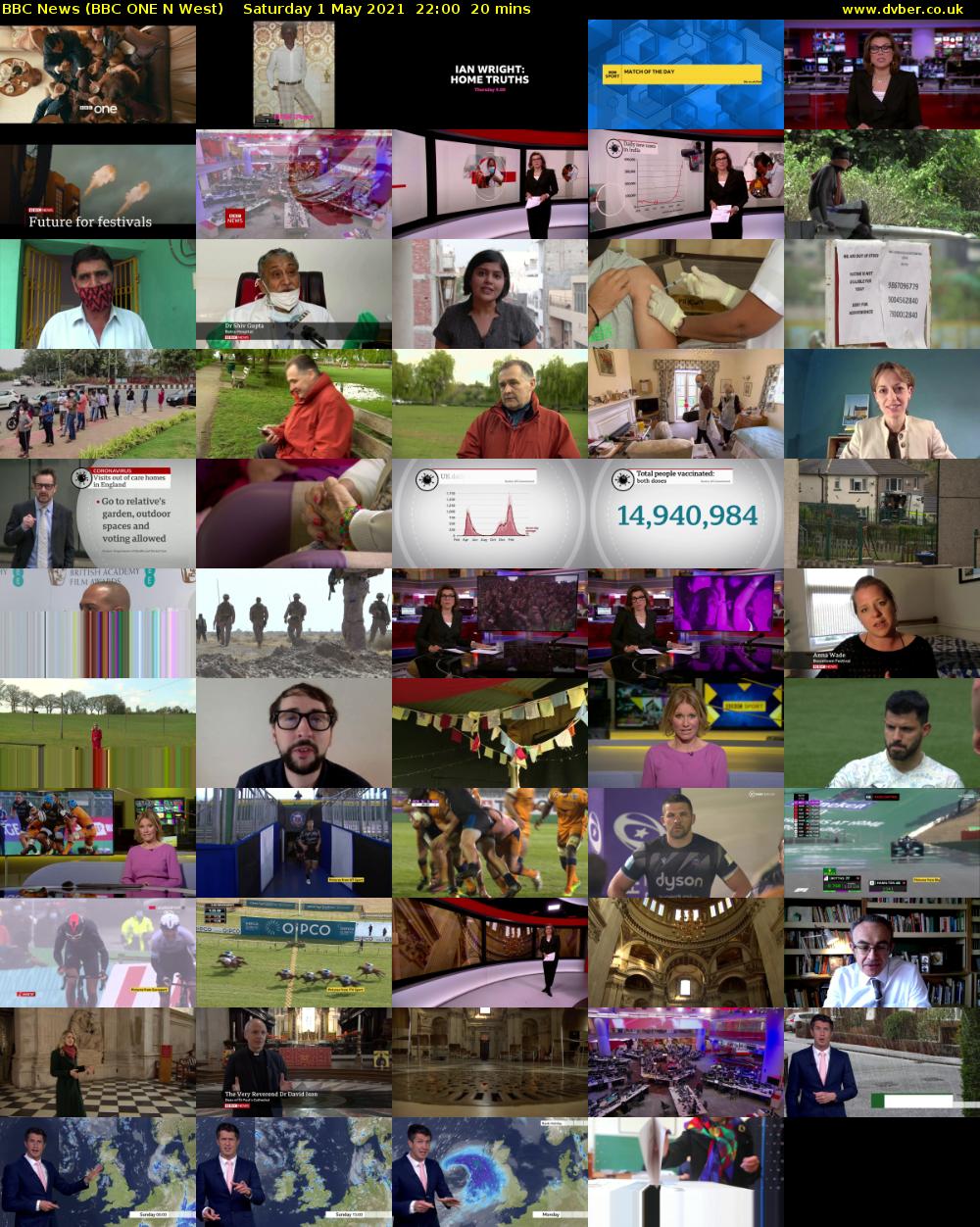 BBC News (BBC ONE N West) Saturday 1 May 2021 22:00 - 22:20