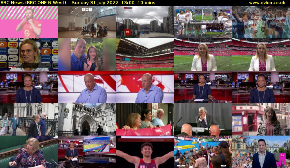 BBC News (BBC ONE N West) Sunday 31 July 2022 13:00 - 13:10