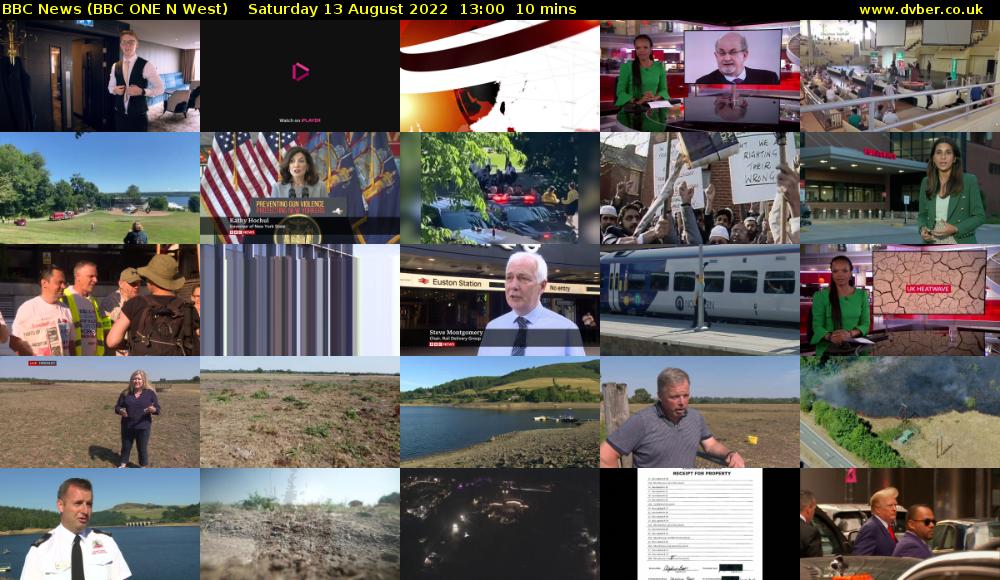 BBC News (BBC ONE N West) Saturday 13 August 2022 13:00 - 13:10
