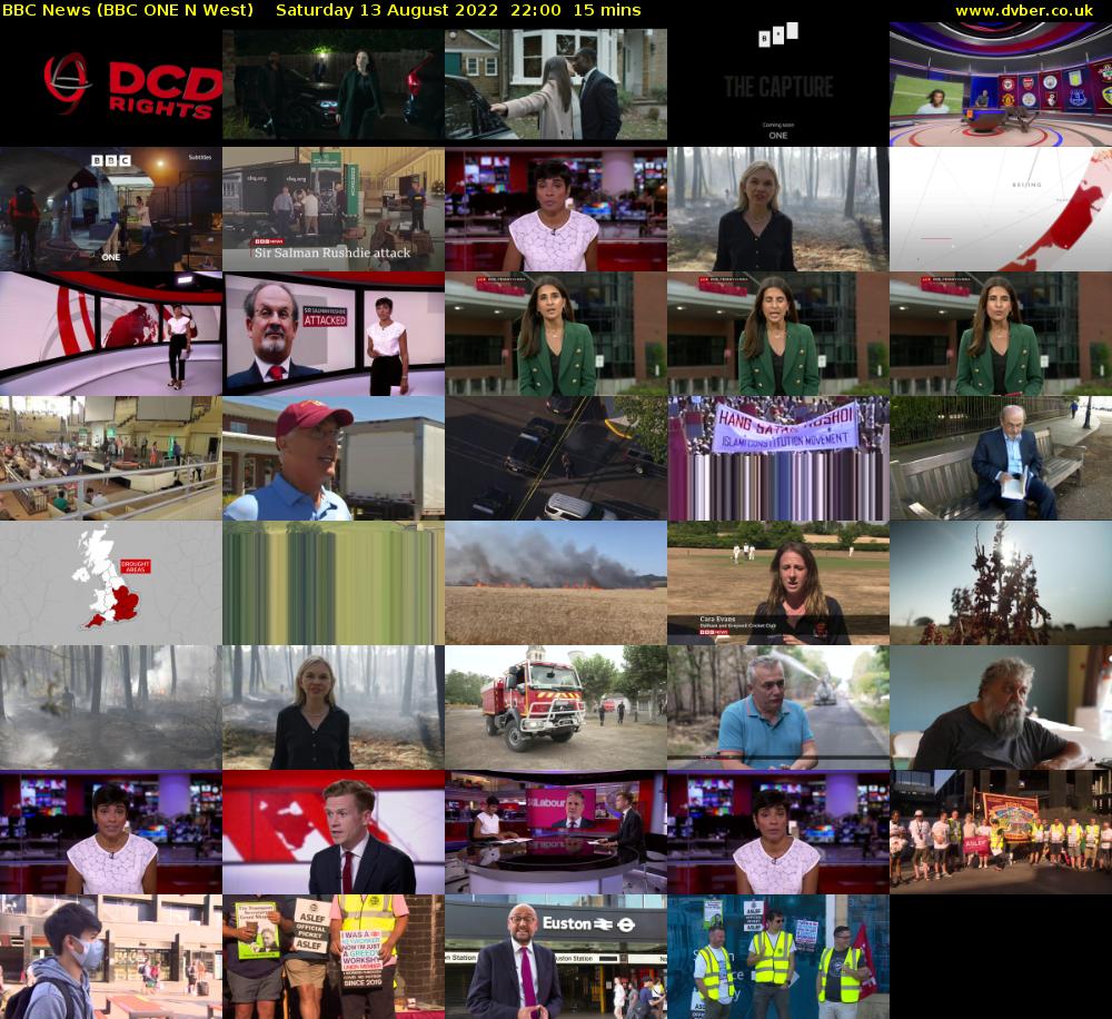 BBC News (BBC ONE N West) Saturday 13 August 2022 22:00 - 22:15