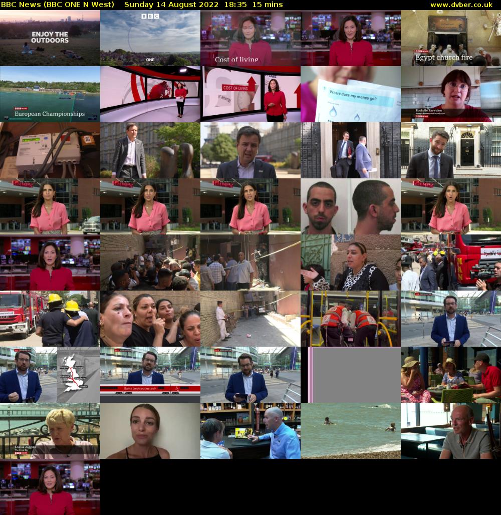 BBC News (BBC ONE N West) Sunday 14 August 2022 18:35 - 18:50