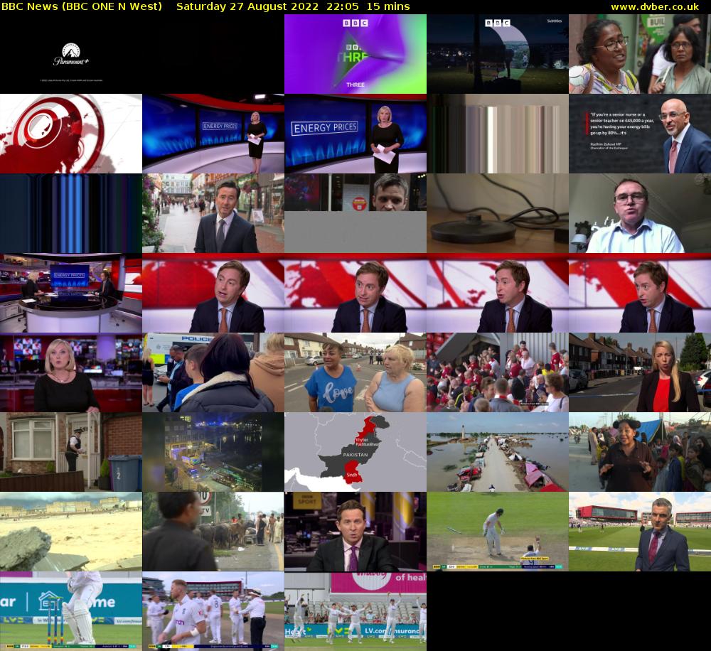 BBC News (BBC ONE N West) Saturday 27 August 2022 22:05 - 22:20
