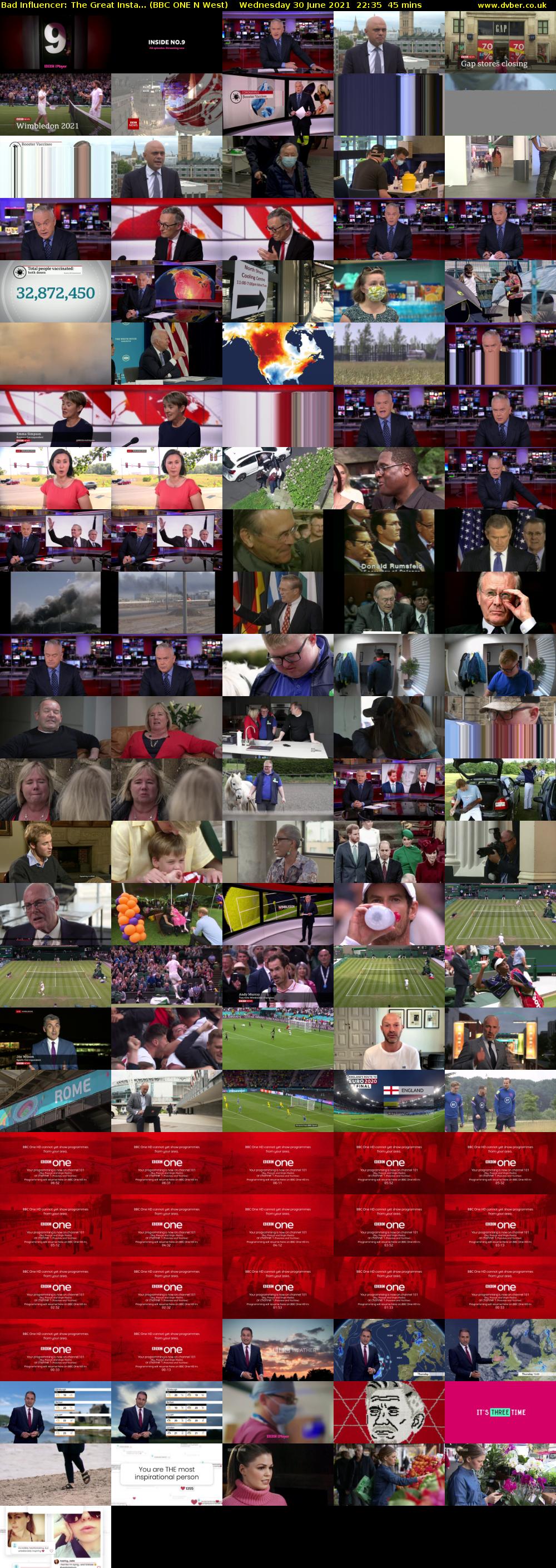 Bad Influencer: The Great Insta... (BBC ONE N West) Wednesday 30 June 2021 22:35 - 23:20