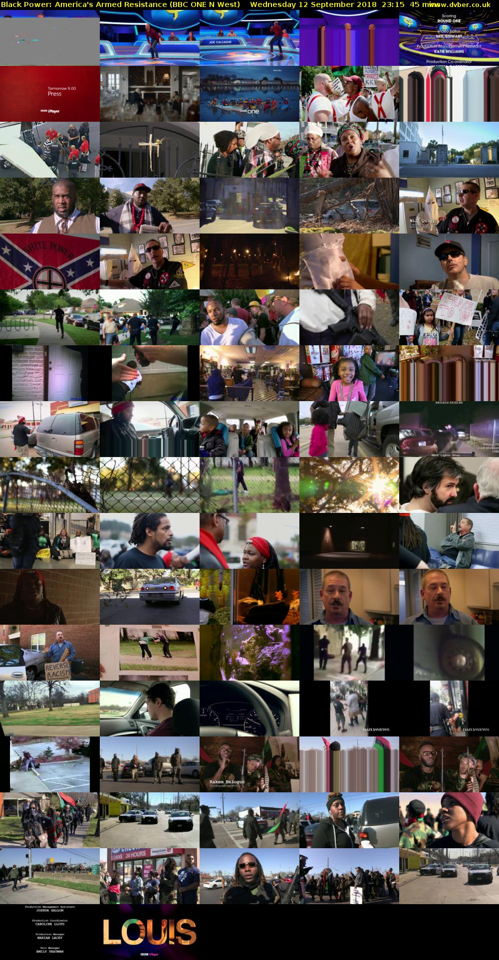 Black Power: America's Armed Resistance (BBC ONE N West) Wednesday 12 September 2018 23:15 - 00:00