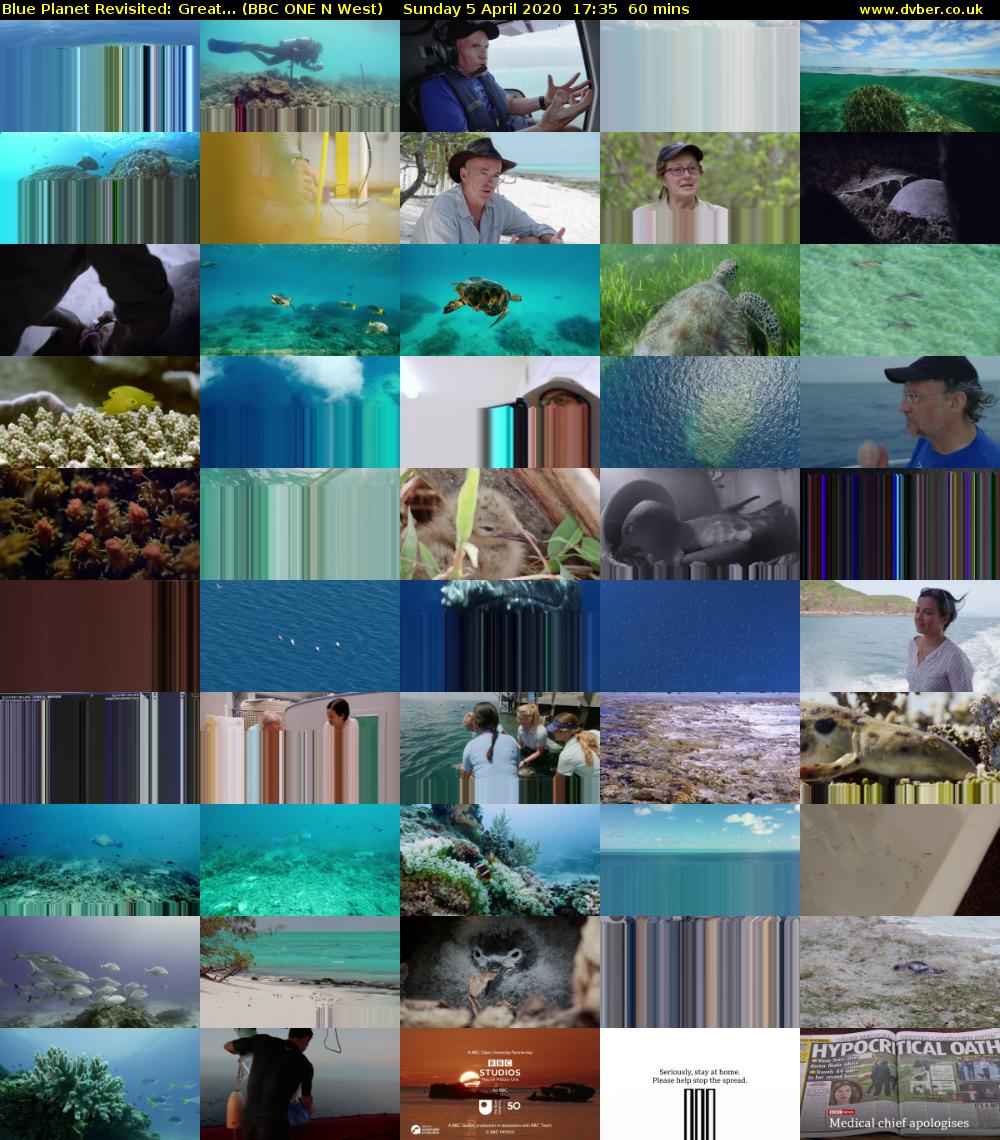 Blue Planet Revisited: Great... (BBC ONE N West) Sunday 5 April 2020 17:35 - 18:35