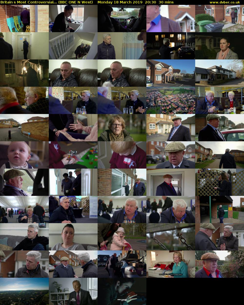 Britains Most Controversial... (BBC ONE N West) Monday 18 March 2019 20:30 - 21:00
