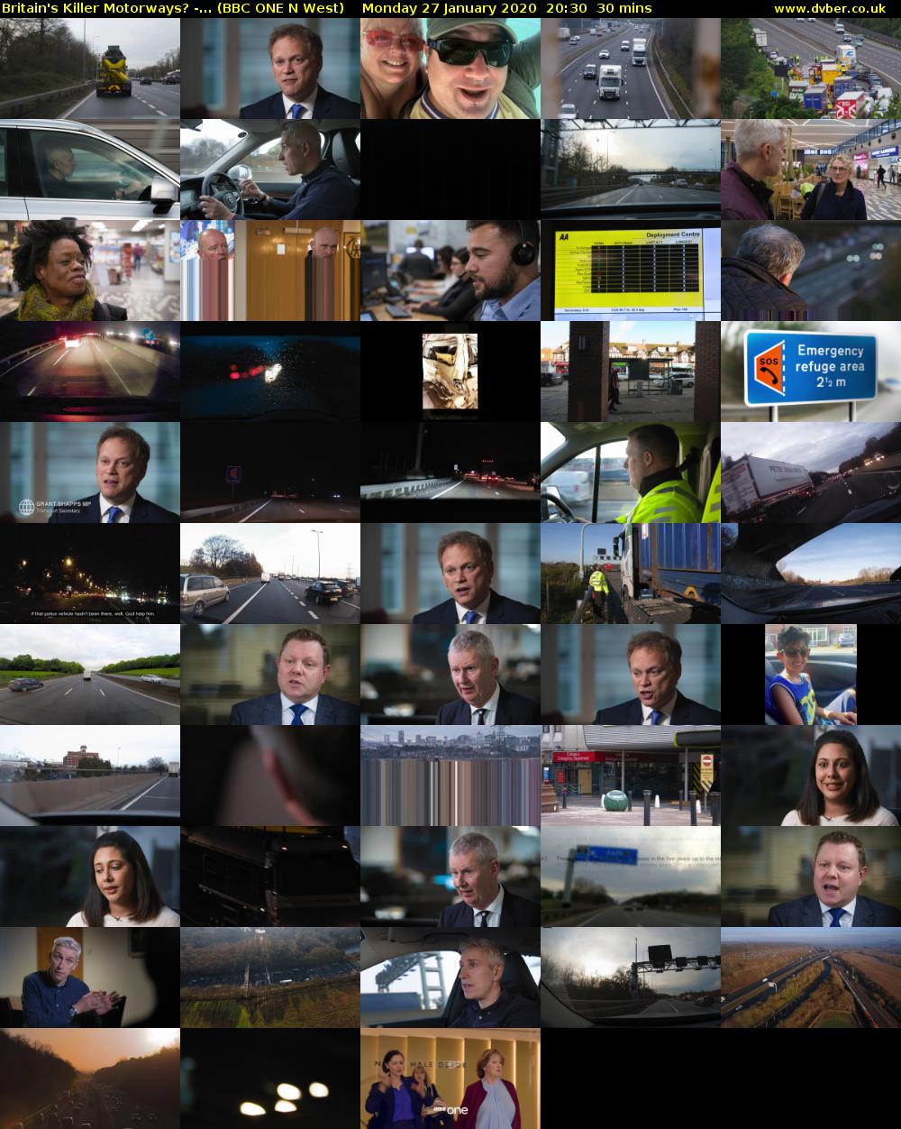 Britain's Killer Motorways? -... (BBC ONE N West) Monday 27 January 2020 20:30 - 21:00
