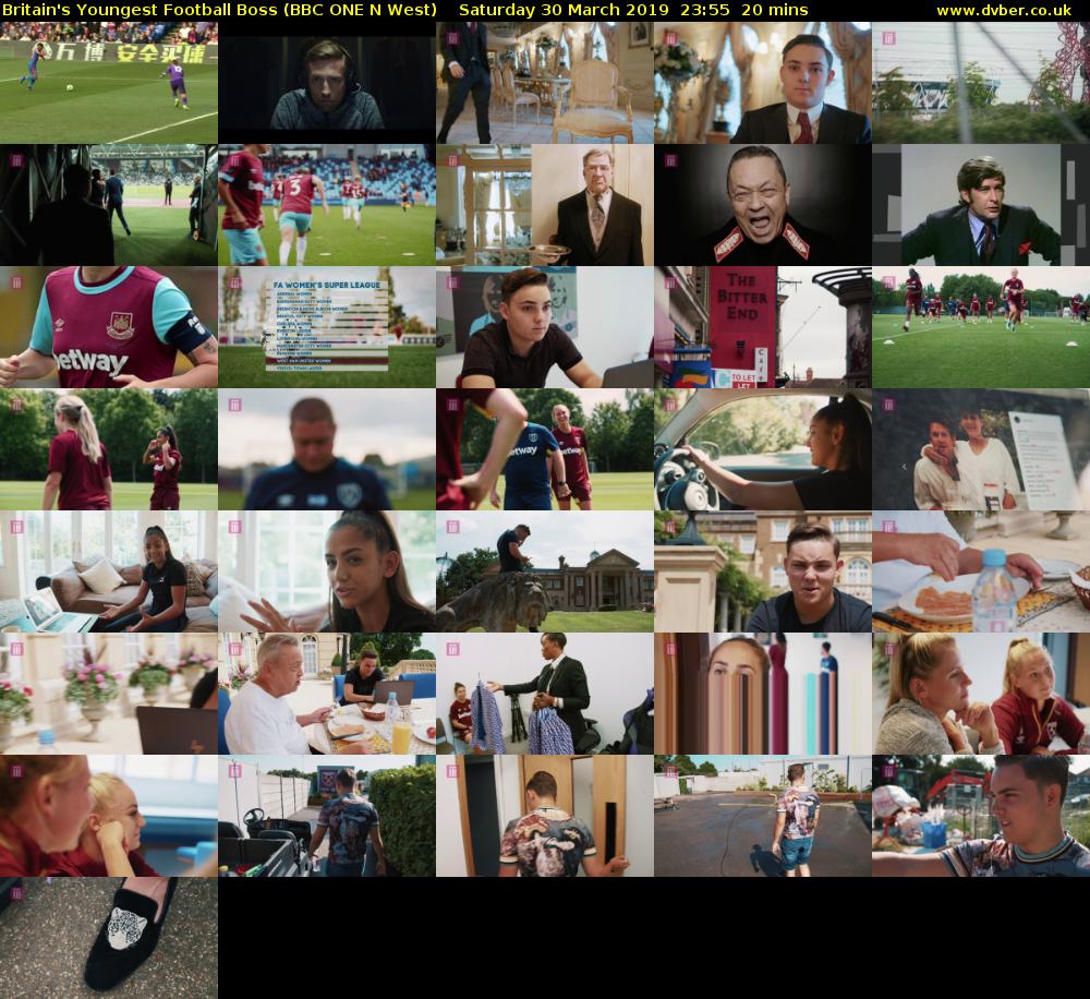 Britain's Youngest Football Boss (BBC ONE N West) Saturday 30 March 2019 23:55 - 00:15