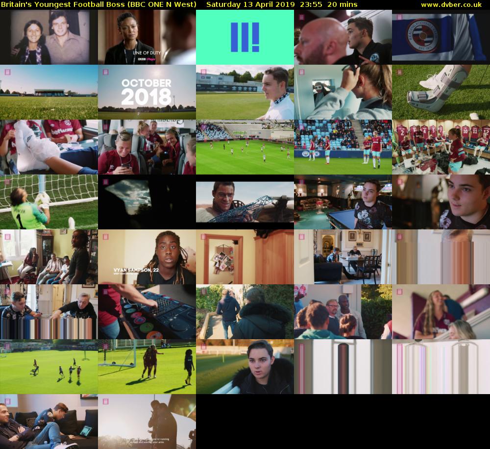 Britain's Youngest Football Boss (BBC ONE N West) Saturday 13 April 2019 23:55 - 00:15