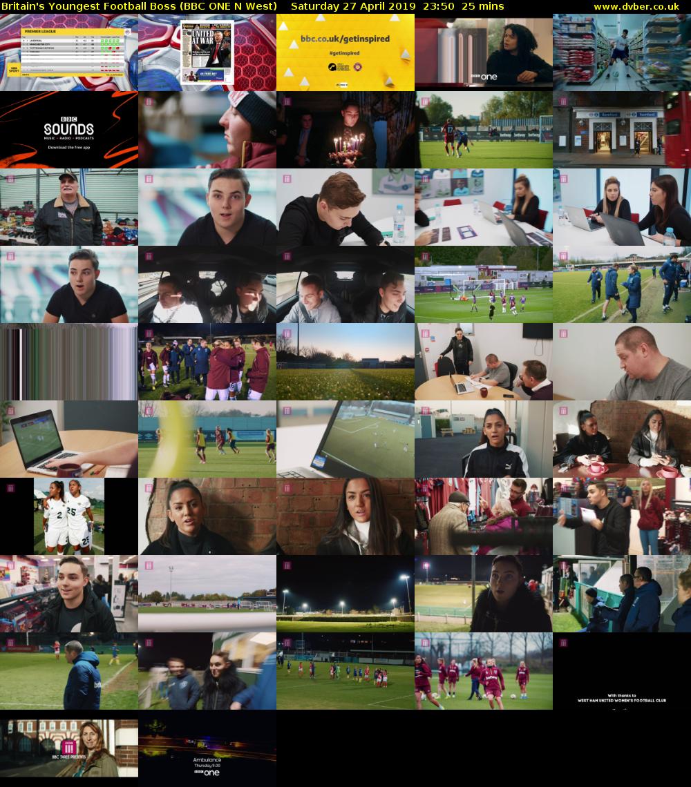 Britain's Youngest Football Boss (BBC ONE N West) Saturday 27 April 2019 23:50 - 00:15
