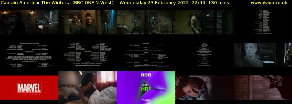 Captain America: The Winter... (BBC ONE N West) Wednesday 23 February 2022 22:40 - 00:50