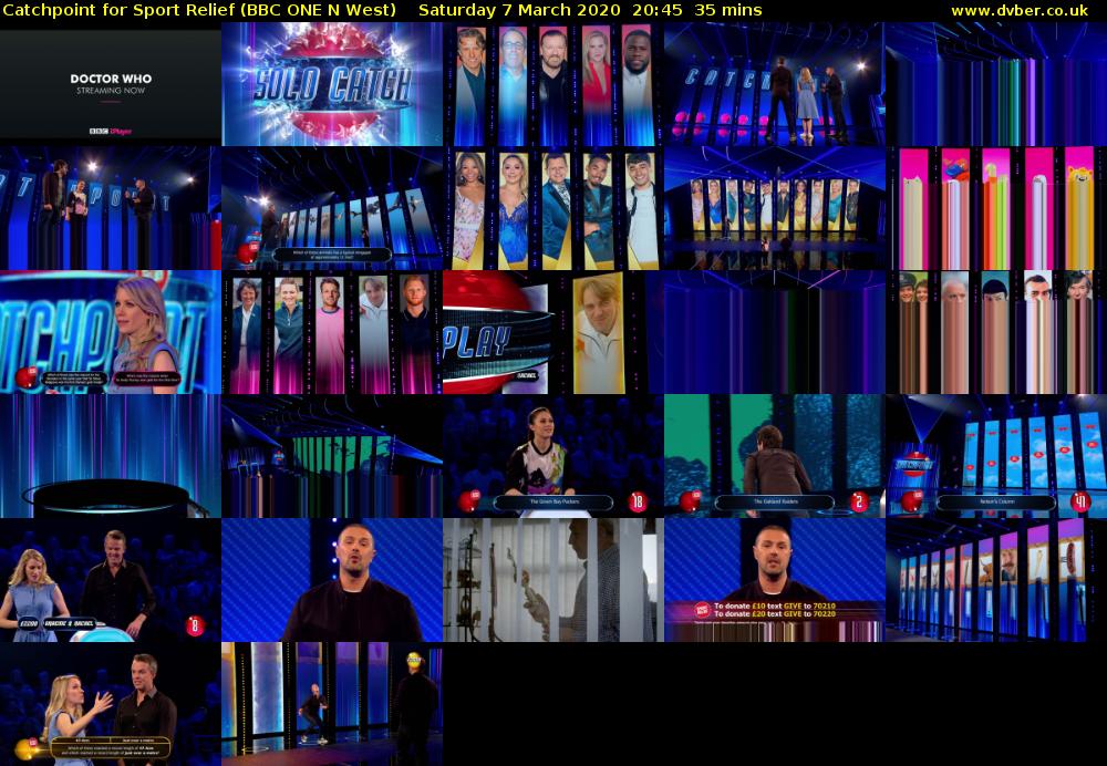 Catchpoint for Sport Relief (BBC ONE N West) Saturday 7 March 2020 20:45 - 21:20