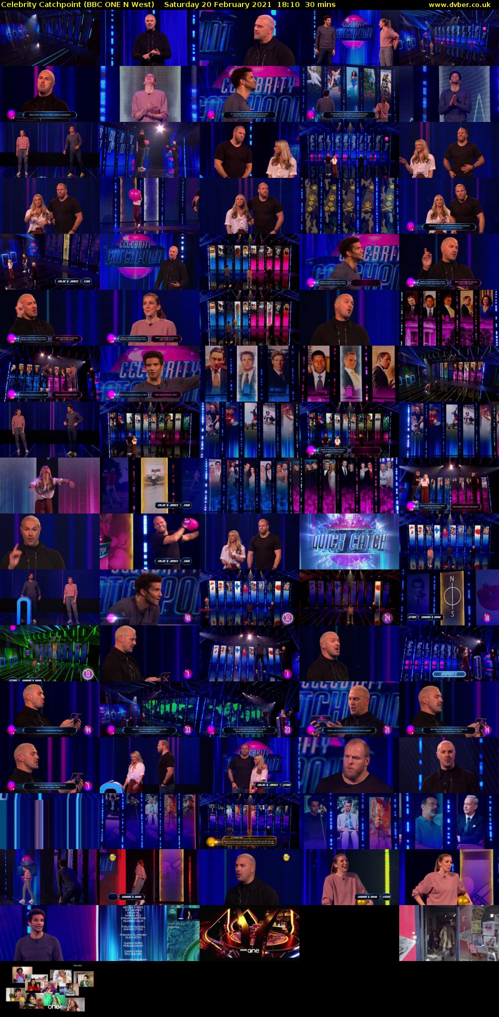 Celebrity Catchpoint (BBC ONE N West) Saturday 20 February 2021 18:10 - 18:40