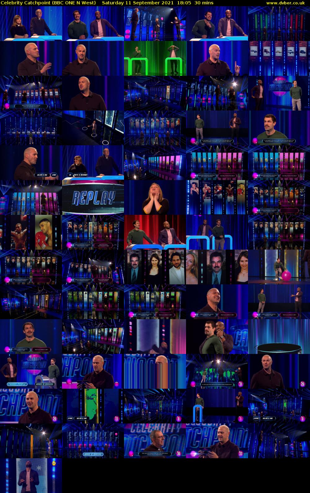 Celebrity Catchpoint (BBC ONE N West) Saturday 11 September 2021 18:05 - 18:35