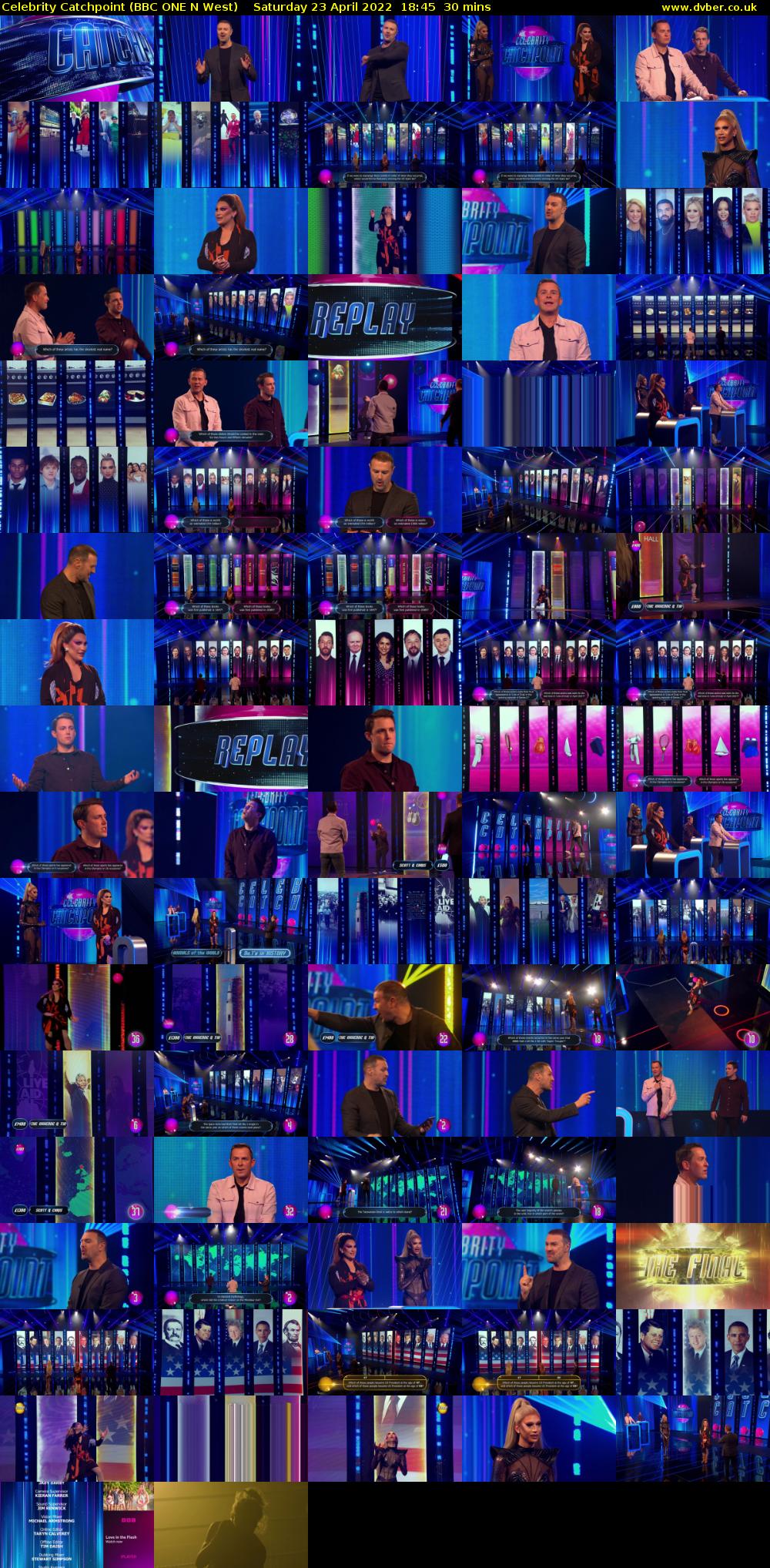 Celebrity Catchpoint (BBC ONE N West) Saturday 23 April 2022 18:45 - 19:15