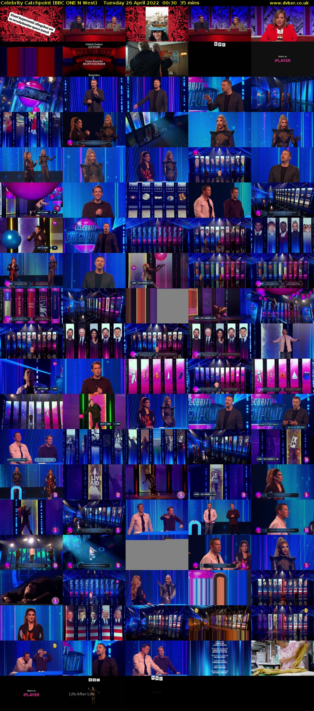 Celebrity Catchpoint (BBC ONE N West) Tuesday 26 April 2022 00:30 - 01:05
