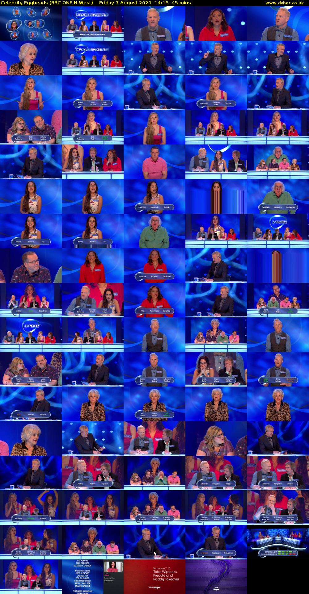 Celebrity Eggheads (BBC ONE N West) Friday 7 August 2020 14:15 - 15:00