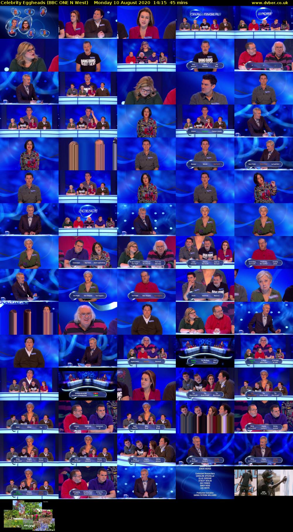 Celebrity Eggheads (BBC ONE N West) Monday 10 August 2020 14:15 - 15:00