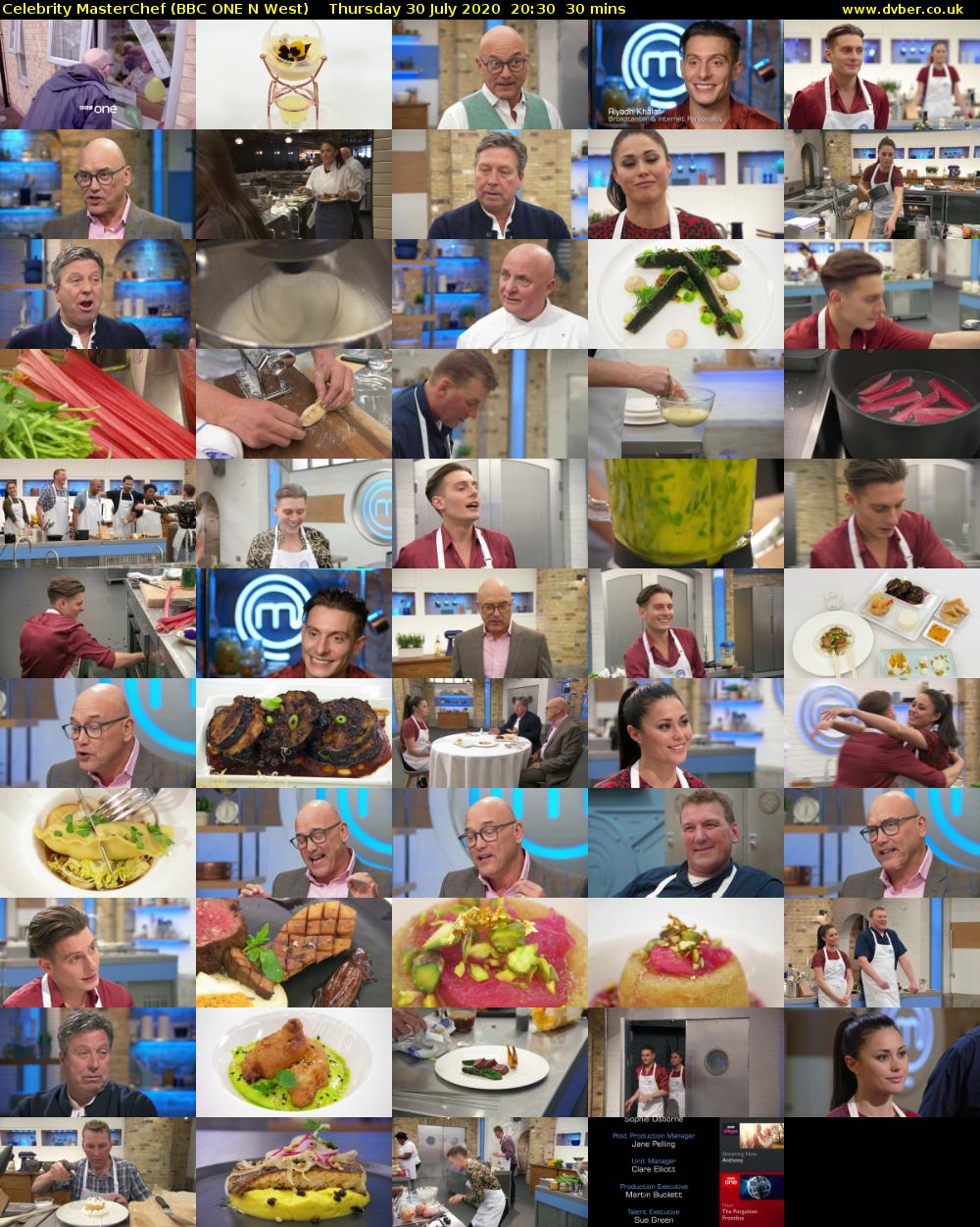 Celebrity MasterChef (BBC ONE N West) Thursday 30 July 2020 20:30 - 21:00