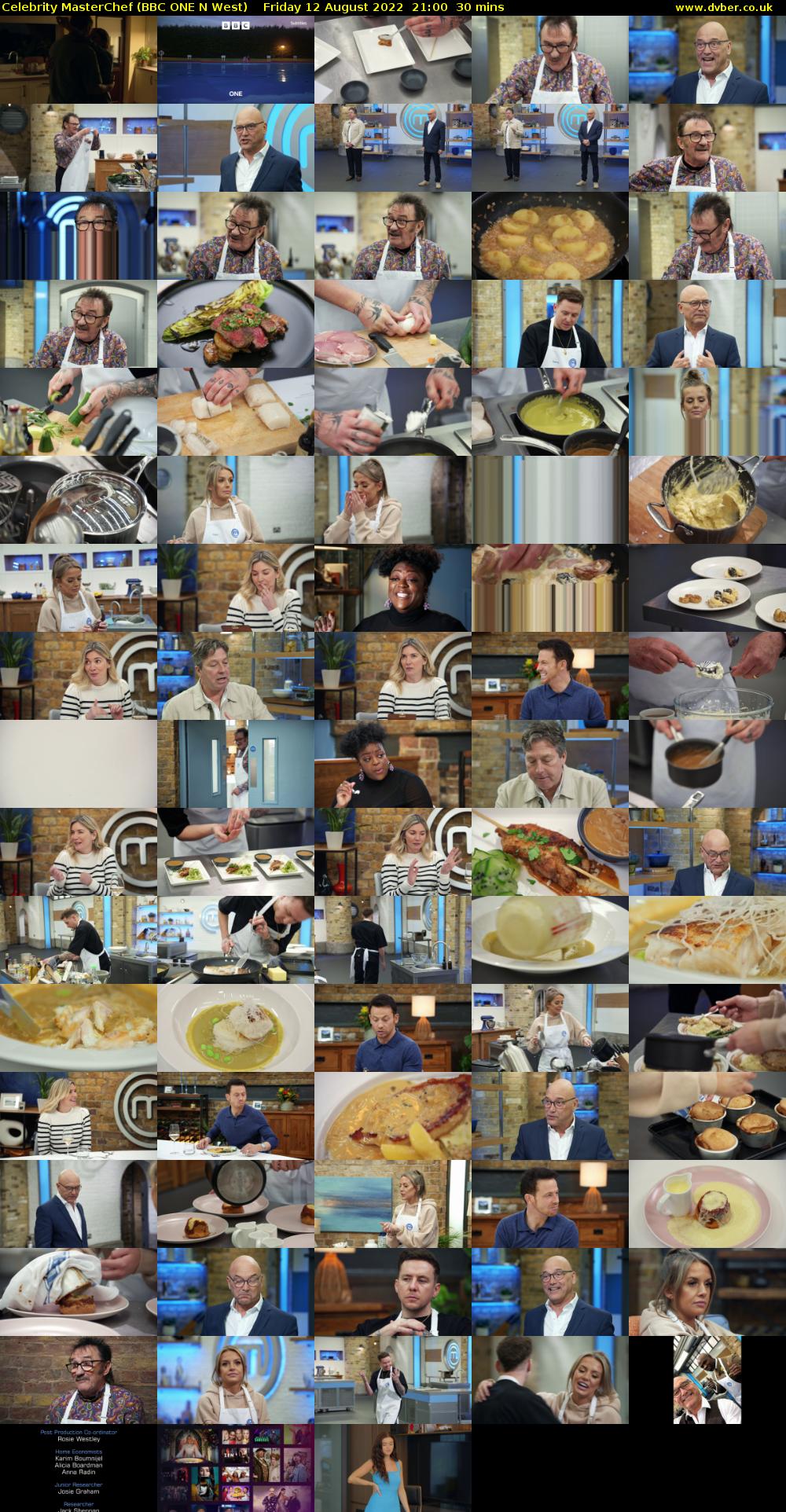 Celebrity MasterChef (BBC ONE N West) Friday 12 August 2022 21:00 - 21:30