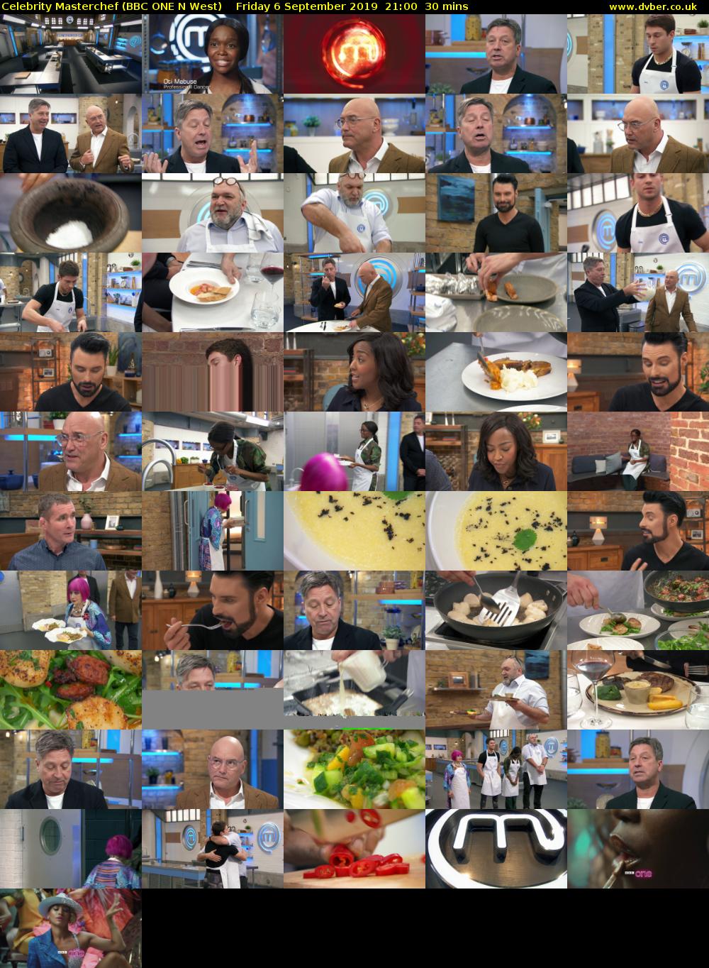 Celebrity Masterchef (BBC ONE N West) Friday 6 September 2019 21:00 - 21:30
