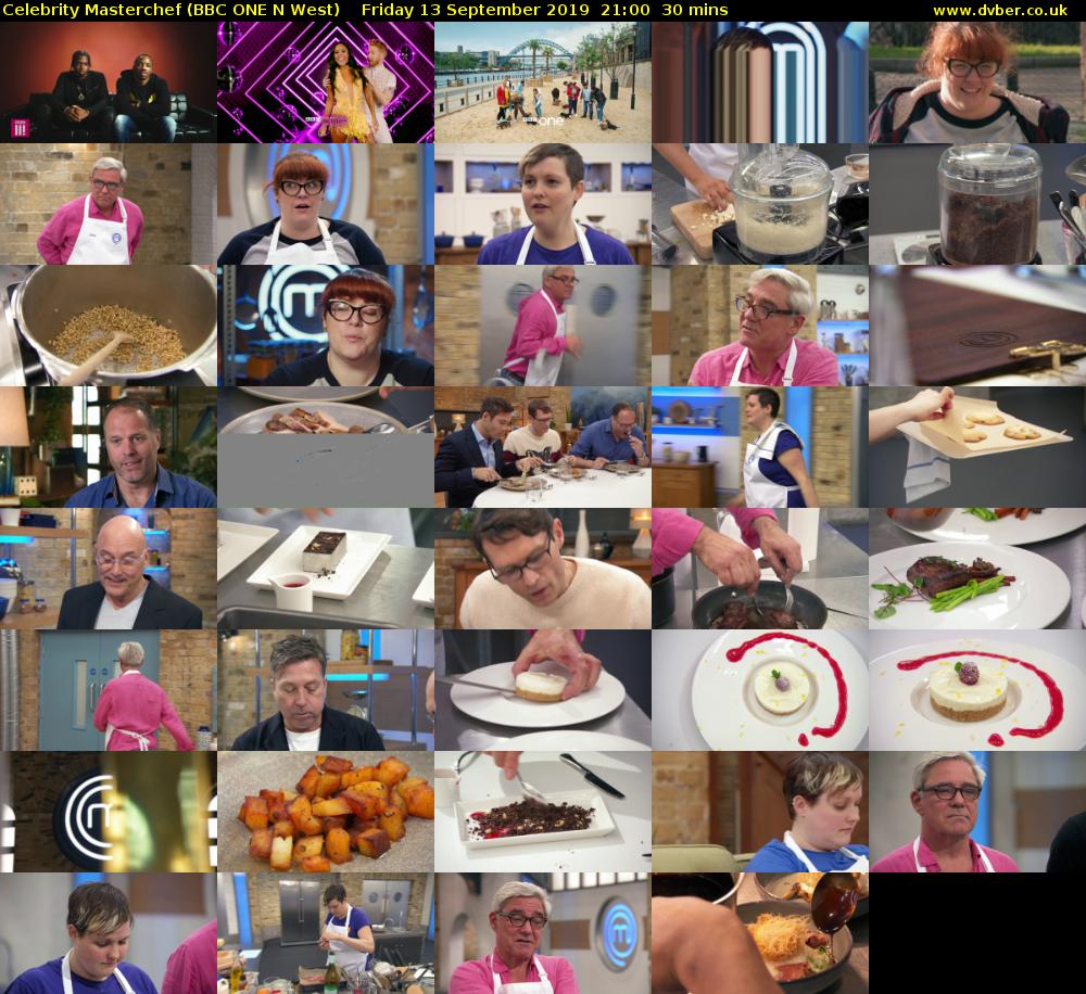 Celebrity Masterchef (BBC ONE N West) Friday 13 September 2019 21:00 - 21:30